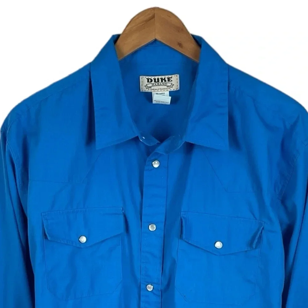 BF1367 Mens Duke Haband Pearl Button Snap Casual Western Shirt L